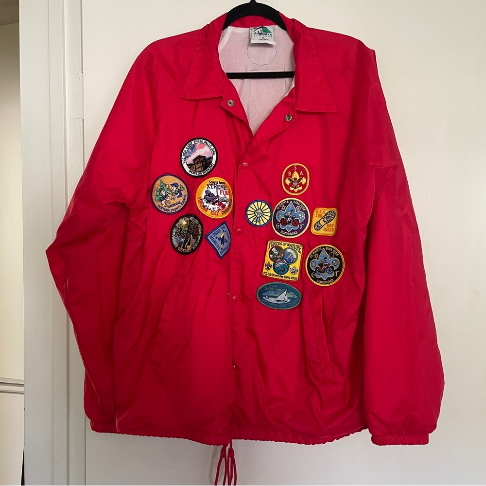 Vintage early 2000s Cub Scout / Boy Scout patch windbreaker jacket